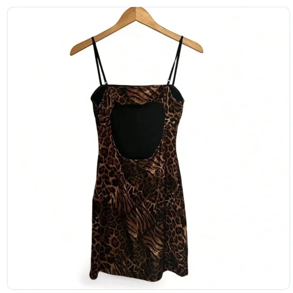 Tiger Mist Frankie Womens Velour Animal Print Cocktail Dress Size Large Bodycon - Picture 6 of 10